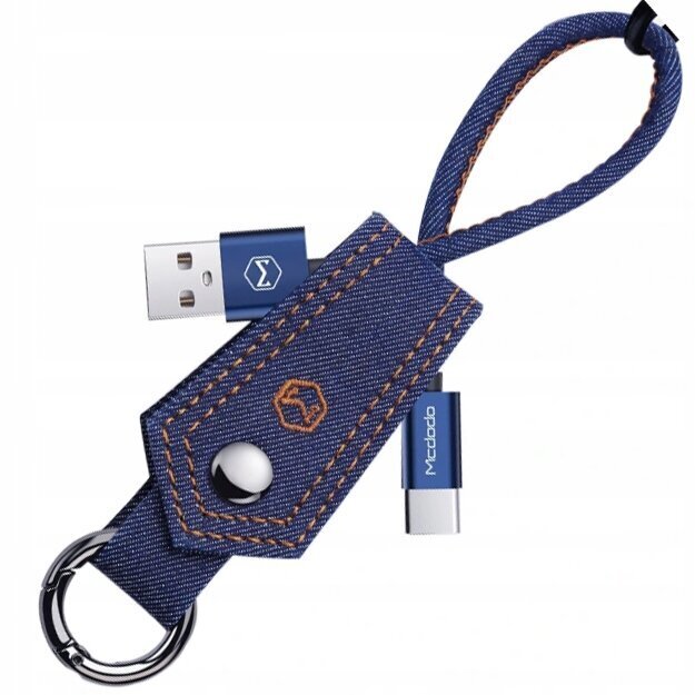 Mcdodo telefonikaabel lühike BRELOK JEANS USB USB-C USB TYPE C QC 15cm punutud kaabliga hind ja info | Mobiiltelefonide kaablid | kaup24.ee