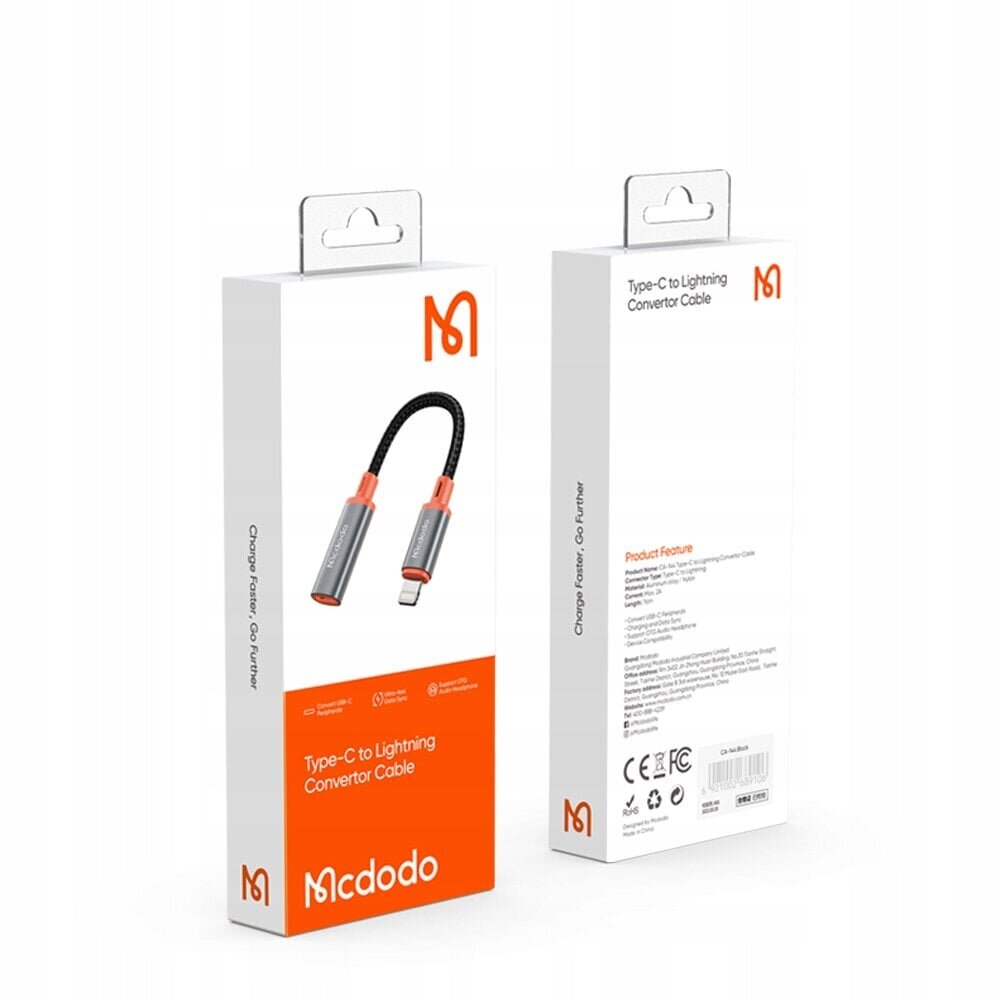 Mcdodo telefoniadapter, Lightning, USB-C, hõbedane hind ja info | Mobiiltelefonide kaablid | kaup24.ee