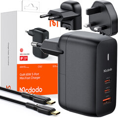 Universaalne laadija telefonile, sülearvutile Mcdodo GaN 3.0 kiirlaadija, USB-C, PD, USB-A, 65W, CH-8442 цена и информация | Зарядные устройства для телефонов | kaup24.ee