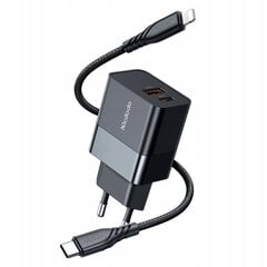 Зарядное устройство для телефона Mcdodo, быстрое, USB, USB-C, 20 Вт, кабель для Iphone в комплекте, черный, CH-1952 цена и информация | Зарядные устройства для телефонов | kaup24.ee