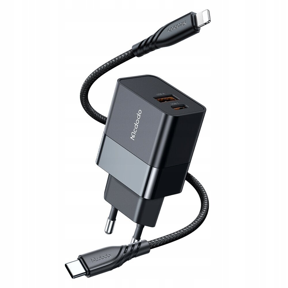 Mcdodo telefonilaadija, kiire, USB, USB-C, 20W, iPhone'i kaabel kaasas, must, CH-1952 hind ja info | Mobiiltelefonide laadijad | kaup24.ee