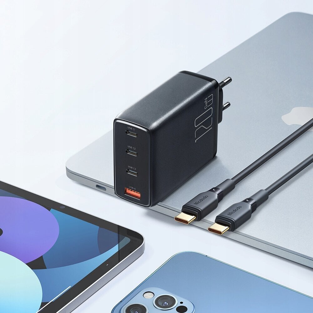 Адаптер Зарядное устройство для телефона Mcdodo, GaN, быстрое, USB-C/ USB,  4 порта, 120 Вт, кабель USB-C, CH-0771 цена | kaup24.ee