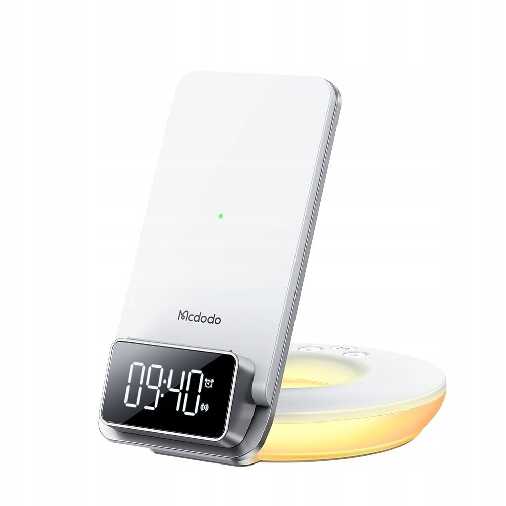 Mcdodo induktsioonlaadija, valgusega , äratuskellafunktsiooniga, kellaga, valge CH-1610 цена и информация | Mobiiltelefonide laadijad | kaup24.ee