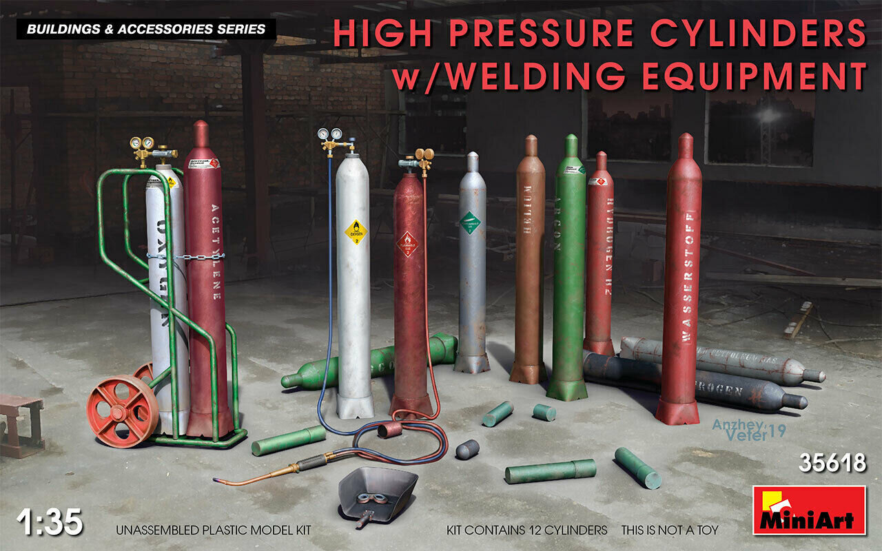 Liimitav mudel MiniArt 35618 High Pressure Cylinders w/Welding Equipment 1/35 цена и информация | Liimitavad mudelid | kaup24.ee