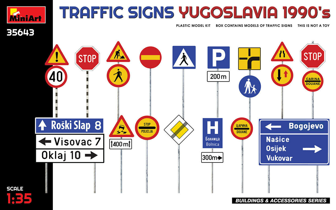 Liimitav mudel MiniArt 35643 Traffic Signs. Yugoslavia 1990's 1/35 hind ja info | Liimitavad mudelid | kaup24.ee