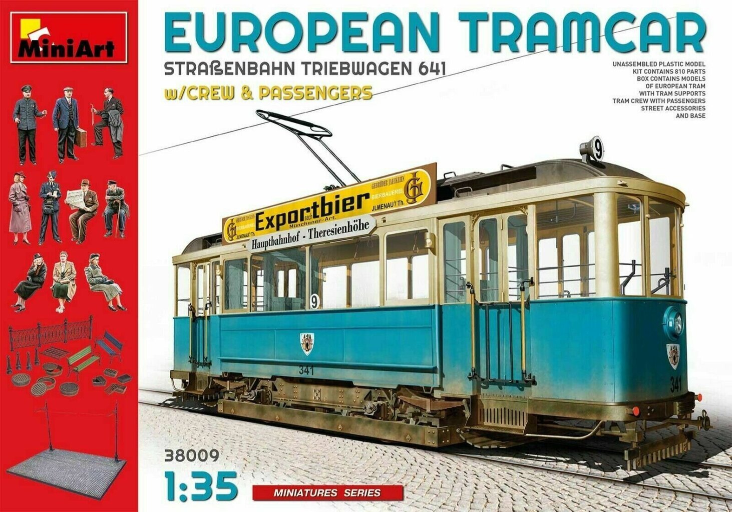 Liimitav mudel MiniArt 38009 European Tramcar with Crew & Passengers 1/35 цена и информация | Liimitavad mudelid | kaup24.ee