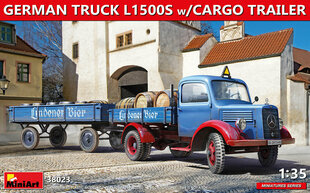 Miniart - German Truck Mercedes-Benz L1500S w/Cargo Trailer, 1/35, 38023 цена и информация | Склеиваемые модели | kaup24.ee
