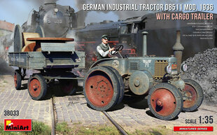 Liimitav mudel MiniArt 38033 German Industrial Tractor D8511 Mod. 1936 with Cargo Trailer (1 Figure) 1/35 hind ja info | Liimitavad mudelid | kaup24.ee