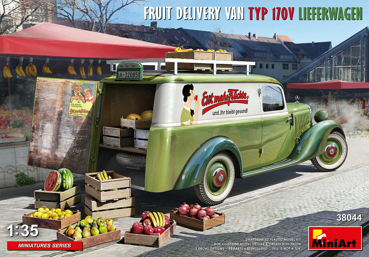 Liimitav mudel MiniArt 38044 FRUIT DELIVERY VAN TYP 170V LIEFERWAGEN 1/35 цена и информация | Liimitavad mudelid | kaup24.ee