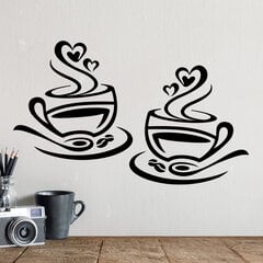 2 чашки кофе наклейка на стену для кухни или гостиной, виниловая наклейка цена и информация | Декоративные наклейки | kaup24.ee