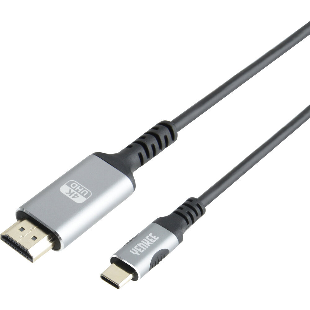 YENKEE, 3.1 (Gen 2) USB A - HDMI 4K/60Hz, 1.5m, alumiiniumist korpus, hall/must hind ja info | Mobiiltelefonide kaablid | kaup24.ee