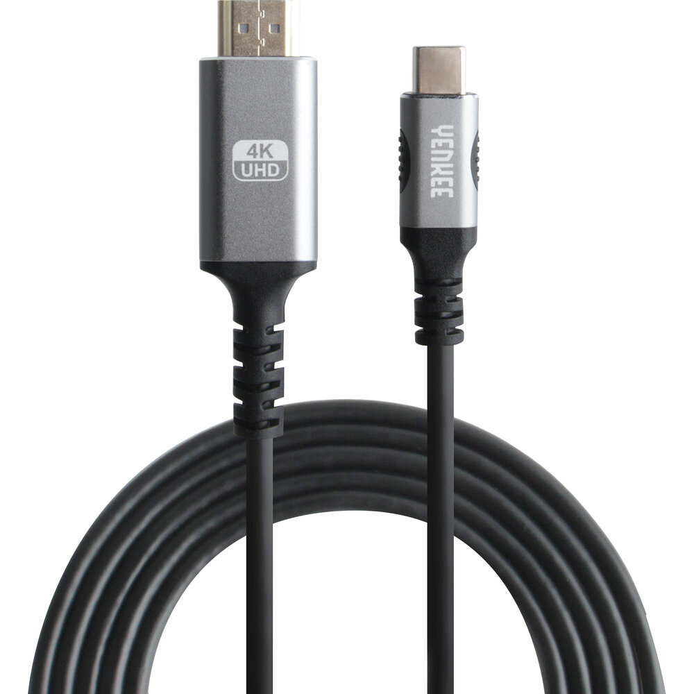 YENKEE, 3.1 (Gen 2) USB A - HDMI 4K/60Hz, 1.5m, alumiiniumist korpus, hall/must hind ja info | Mobiiltelefonide kaablid | kaup24.ee