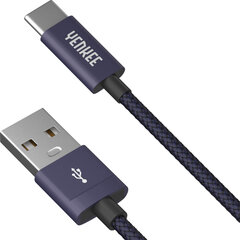 Punutud kaabel YENKEE, 2.0 USB A - USB C, 480 Mbps, 3A, 1m, alumiiniumist korpus, lilla hind ja info | Mobiiltelefonide kaablid | kaup24.ee