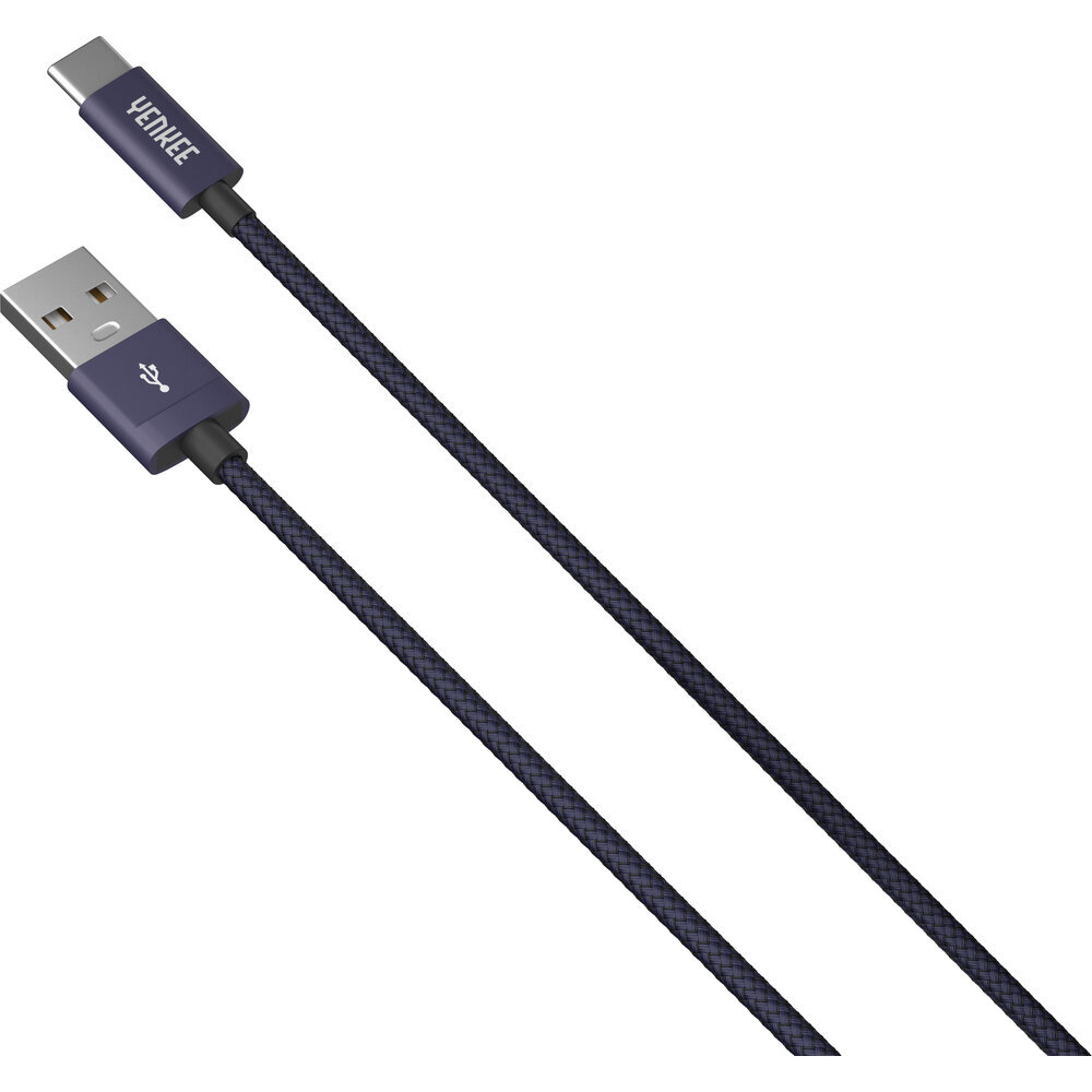 Punutud kaabel YENKEE, 2.0 USB A - USB C, 480 Mbps, 3A, 1m, alumiiniumist korpus, lilla цена и информация | Mobiiltelefonide kaablid | kaup24.ee