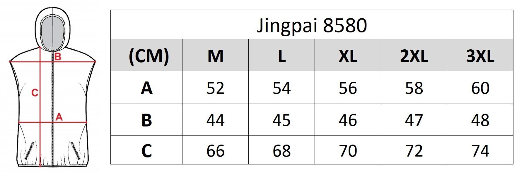 Meeste vest Jingpai, 8580, must hind ja info | Meeste vestid | kaup24.ee