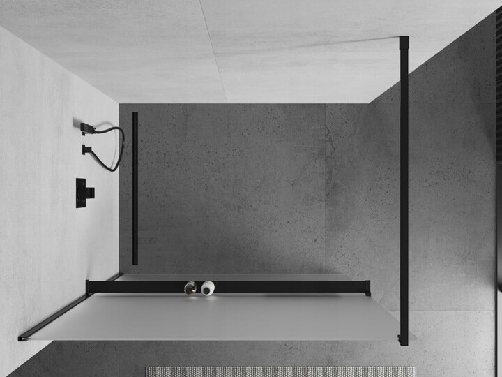 Walk-in dušisein Mexen Kioto+ riiul, must/matt klaas, 70,80,90,100,110,120x200 cm. hind ja info | Dušikabiinide uksed ja seinad | kaup24.ee