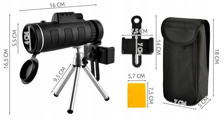 Binokkel, monokkel objektiiv-teleskoobiga telefonile, suum ja statiivi 50x60, ümbris hind ja info | Objektiivid | kaup24.ee