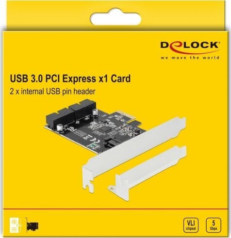 DELOCK CARD PCI-E X1->2X USB 3.0 PINHEADER BRACKET цена и информация | Regulaatorid | kaup24.ee