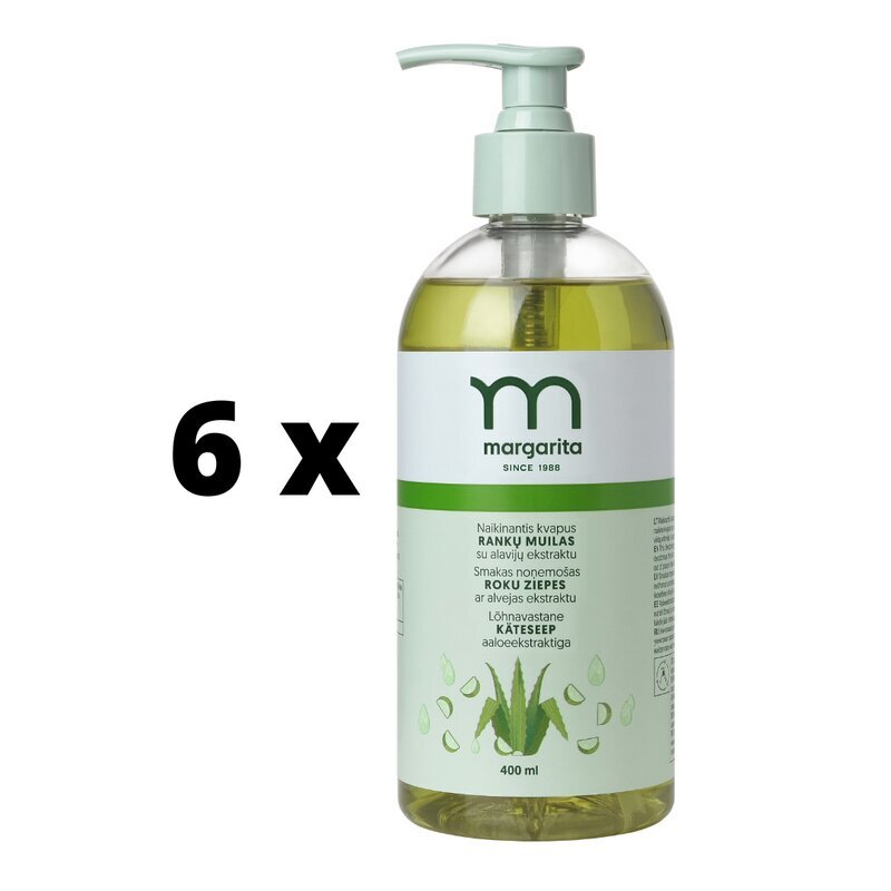 Deodoriseeriv käteseep aaloe ekstraktiga Margarita, 400 ml x 6 tk цена и информация | Seebid | kaup24.ee