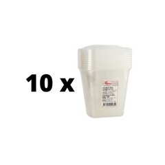 Kaanega salatinõu, ristkülikukujuline, PP, 500 ml, 10,8x8x9,1 cm, 10 tk. x 10 pakk pakett hind ja info | Ühekordsed nõud | kaup24.ee