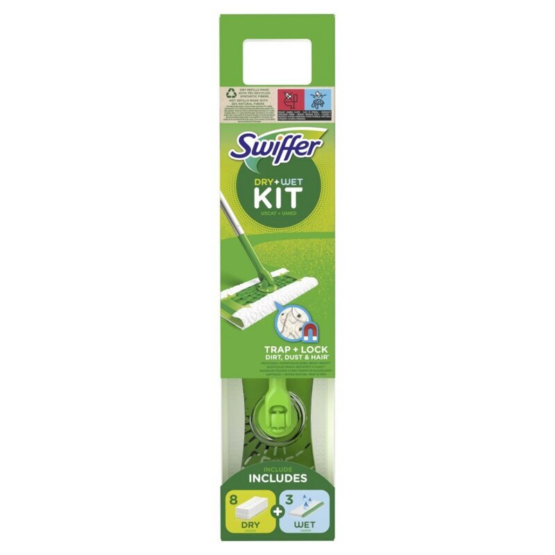 Swiffer Sweeper Starter Kit XXL: luud, kuiv serv. 8 tk ja märg serv. 3 tk x 1 tk pakett hind ja info | Puhastustarvikud | kaup24.ee