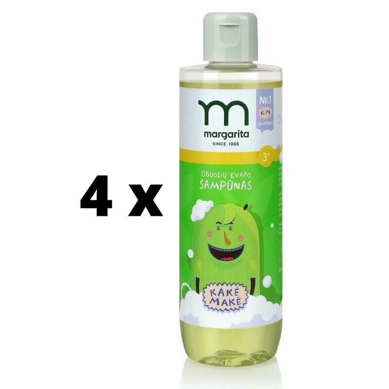 Šampoon MARGARITA Käke Mäke, lastele, õunalõhn, 250 ml x 4 tk. pakett цена и информация | Šampoonid | kaup24.ee