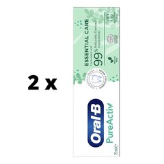 Hambapasta ORAL B Pure Active Essential Care, 75ml x 2 tk. pakett цена и информация | Для ухода за зубами | kaup24.ee