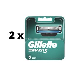 Бритвенные головки Gillette MACH 3, 5 шт. х 2 шт., упаковка цена и информация | Косметика и средства для бритья | kaup24.ee