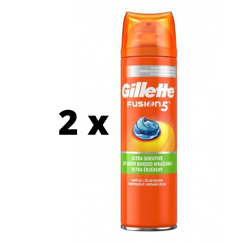 Raseerimisgeel Gillette FUSION Ultra Sensitive, 200 ml x 2 tk. pakett цена и информация | Raseerimisvahendid | kaup24.ee