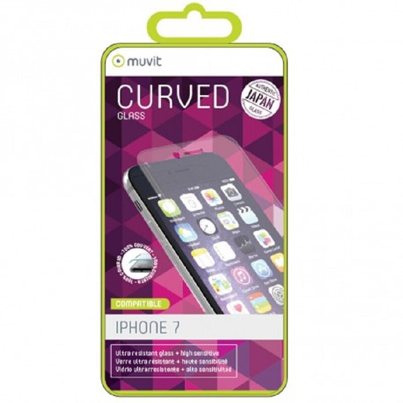 Apple iPhone 7Plus Curved screen Glass By Muvit tr. цена и информация | Ekraani kaitsekiled | kaup24.ee