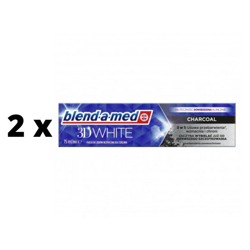 Hambapasta Blend A Med 3D White Charcoal, 75 ml x 2 tk hind ja info | Suuhügieen | kaup24.ee