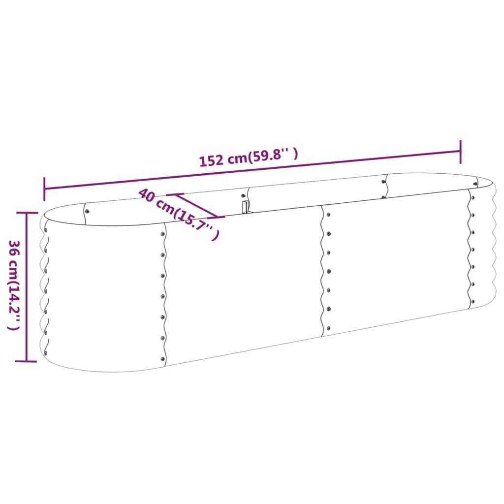 vidaXL aia taimekast, pulbervärvitud teras, 152 x 40 x 36 cm, hõbedane цена и информация | Istutus- ja turbapotid | kaup24.ee