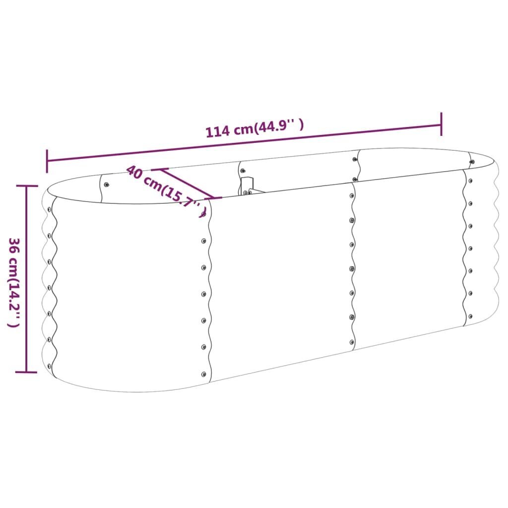 vidaXL aia taimekast, pulbervärvitud teras, 114 x 40 x 36 cm, hõbedane цена и информация | Istutus- ja turbapotid | kaup24.ee