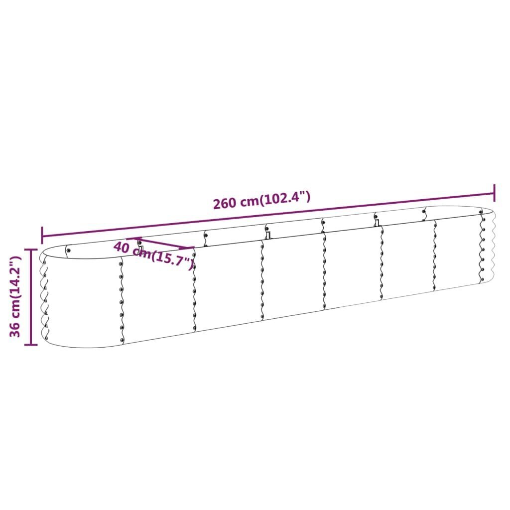 vidaXL aia taimekast, pulbervärvitud teras, 260x40x36 cm, antratsiit hind ja info | Istutus- ja turbapotid | kaup24.ee