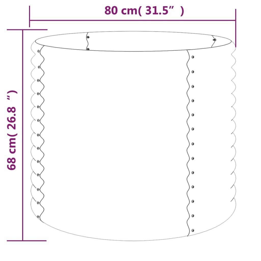 vidaXL aia taimekast, pulbervärvitud teras, 80x80x68 cm, antratsiit цена и информация | Istutus- ja turbapotid | kaup24.ee