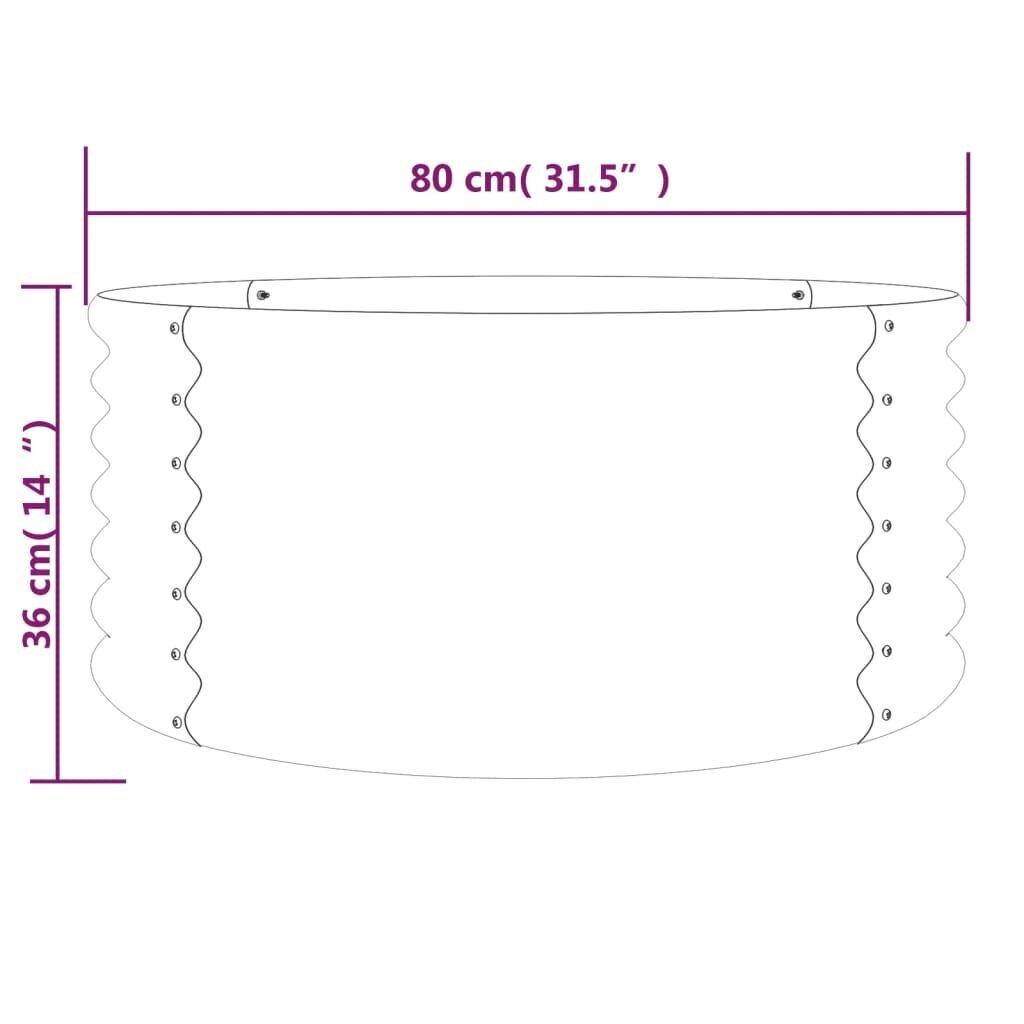 vidaXL aia taimekast, pulbervärvitud teras, 80x80x36 cm, antratsiit цена и информация | Istutus- ja turbapotid | kaup24.ee