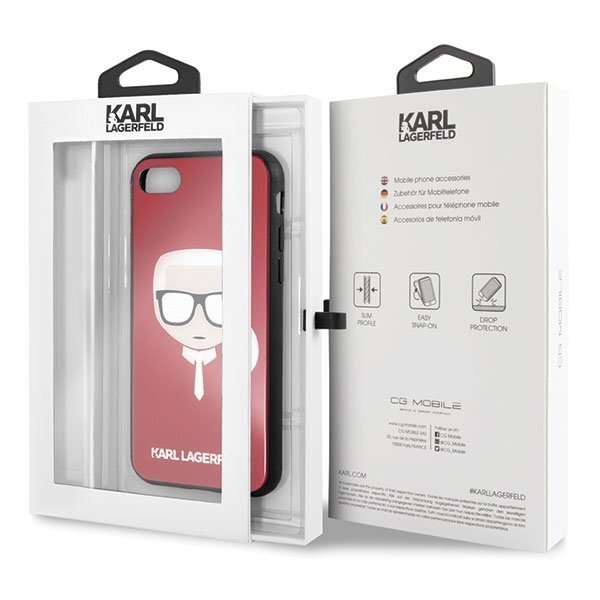 Karl Lagerfeld KLHCPXDLHRE iPhone X/Xs czerwony/red Iconic Glitter Karl`s Head hind ja info | Telefoni kaaned, ümbrised | kaup24.ee