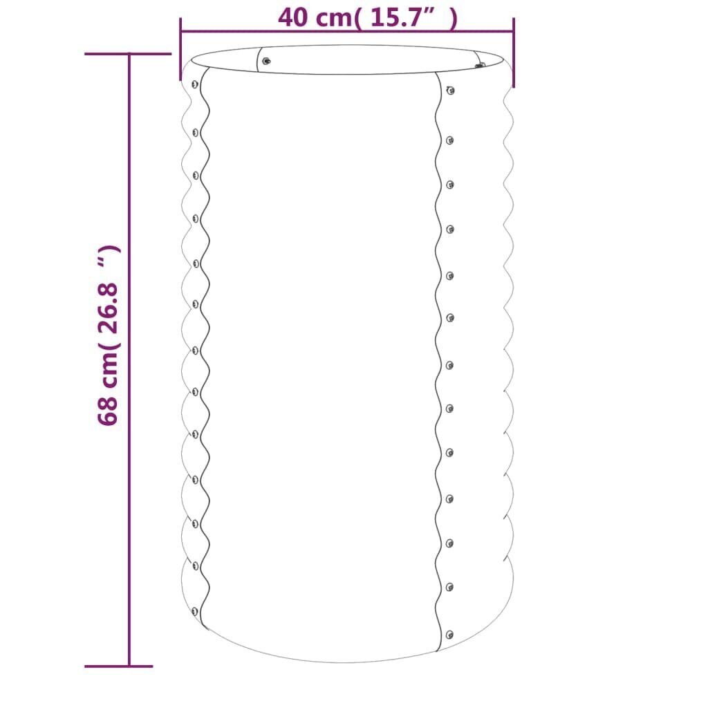 vidaXL aia taimekast, pulbervärvitud teras, 40 x 40 x 68 cm, pruun hind ja info | Istutus- ja turbapotid | kaup24.ee