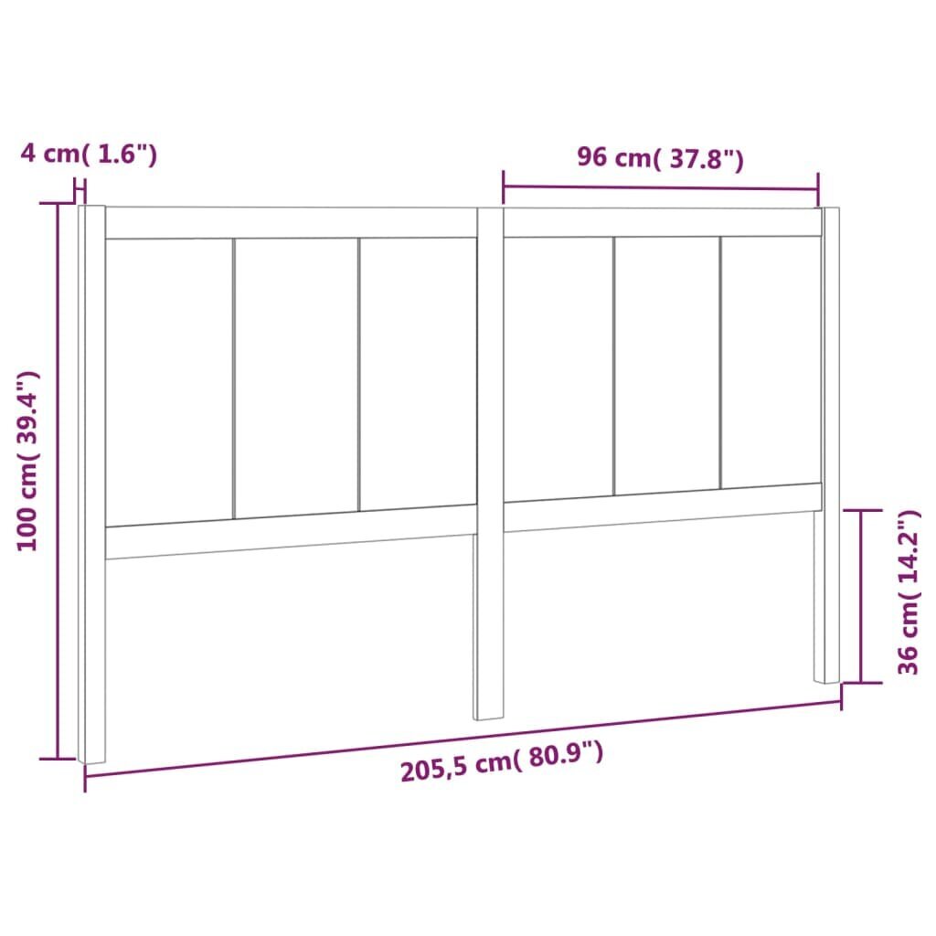 vidaXL voodipeats, must, 205,5x4x100 cm, männipuit цена и информация | Voodid | kaup24.ee