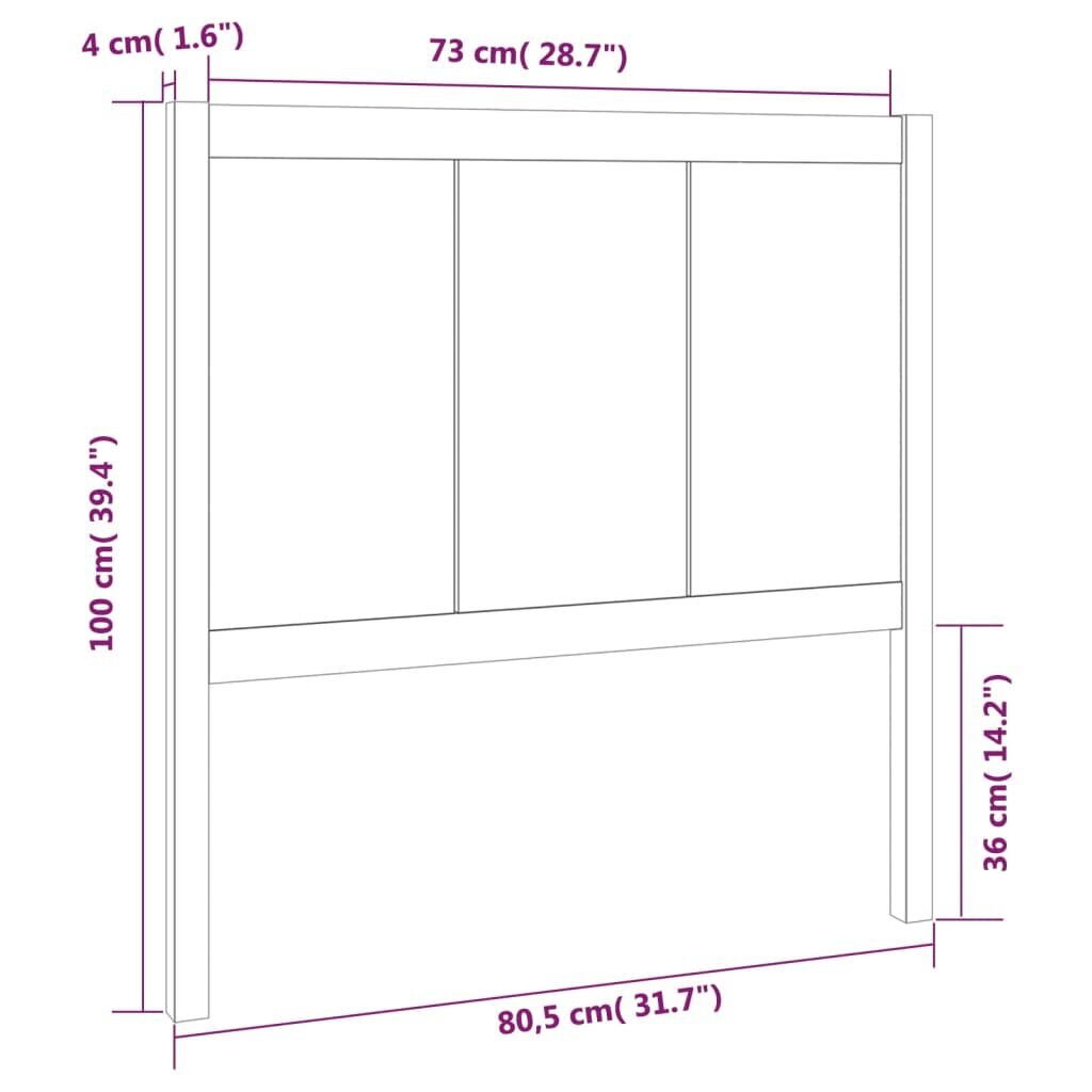 vidaXL voodipeats, must, 80,5x4x100 cm, männipuit hind ja info | Voodid | kaup24.ee