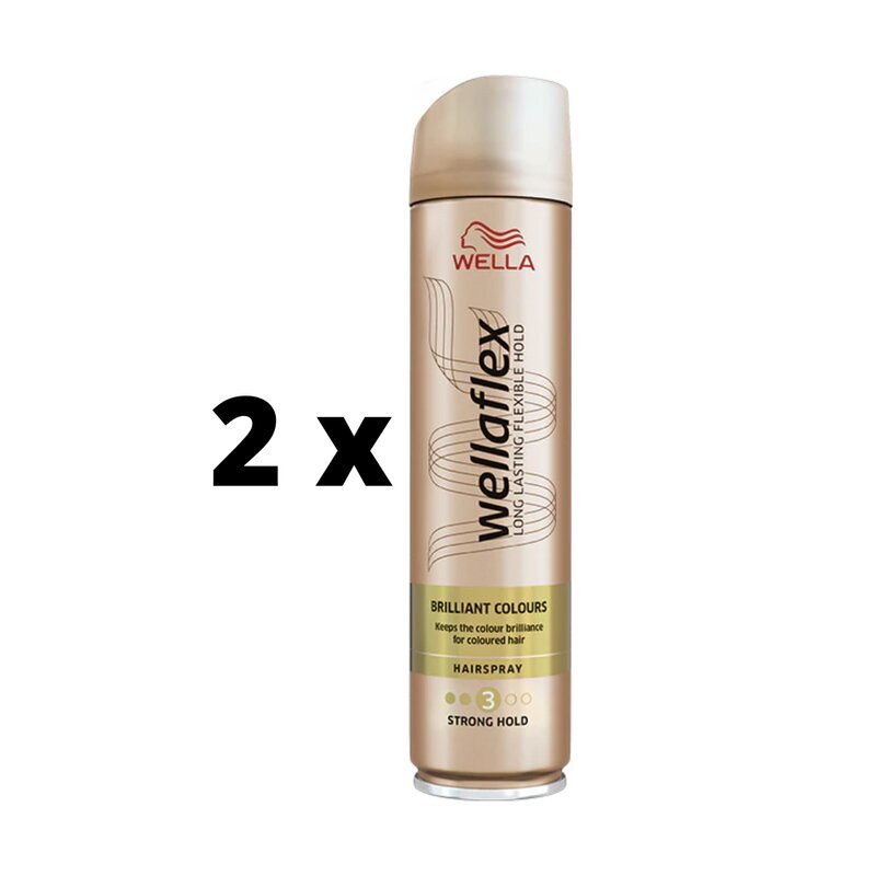 Juukselakk Wellaflex Brilliant Color Strong, 250 ml x 2 tk цена и информация | Viimistlusvahendid juustele | kaup24.ee