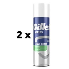 Пена для бритья Gilette Series Sensitive, 250 мл x 2 шт., упаковка цена и информация | Средства для бритья | kaup24.ee