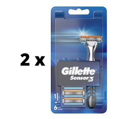 Raseerija Gillette Sensor 3, 1 tk + 5 pead x 2 tk цена и информация | Косметика и средства для бритья | kaup24.ee