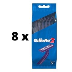 Ühekordsed pardlid Gillette 2, 5 tk x 8 pakk цена и информация | Косметика и средства для бритья | kaup24.ee