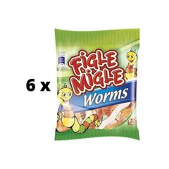 Жевательные конфеты Figle Migle Worms, упаковка 6 шт. по 80 г цена и информация | Для лакомств | kaup24.ee