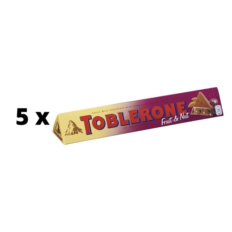 Šokolaad Toblerone Fruit & Nut, 100 g x 5 tk hind ja info | Maiustused | kaup24.ee