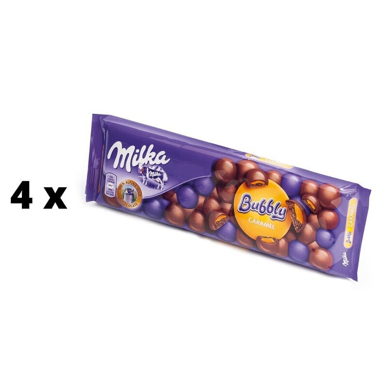 Šokolaad Milka Bubbly Caramel, 250 g x 4 tk hind ja info | Maiustused | kaup24.ee