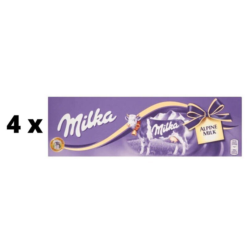 Šokolaad Milka Alpi piimaga, 250 g x 4 tk цена и информация | Maiustused | kaup24.ee