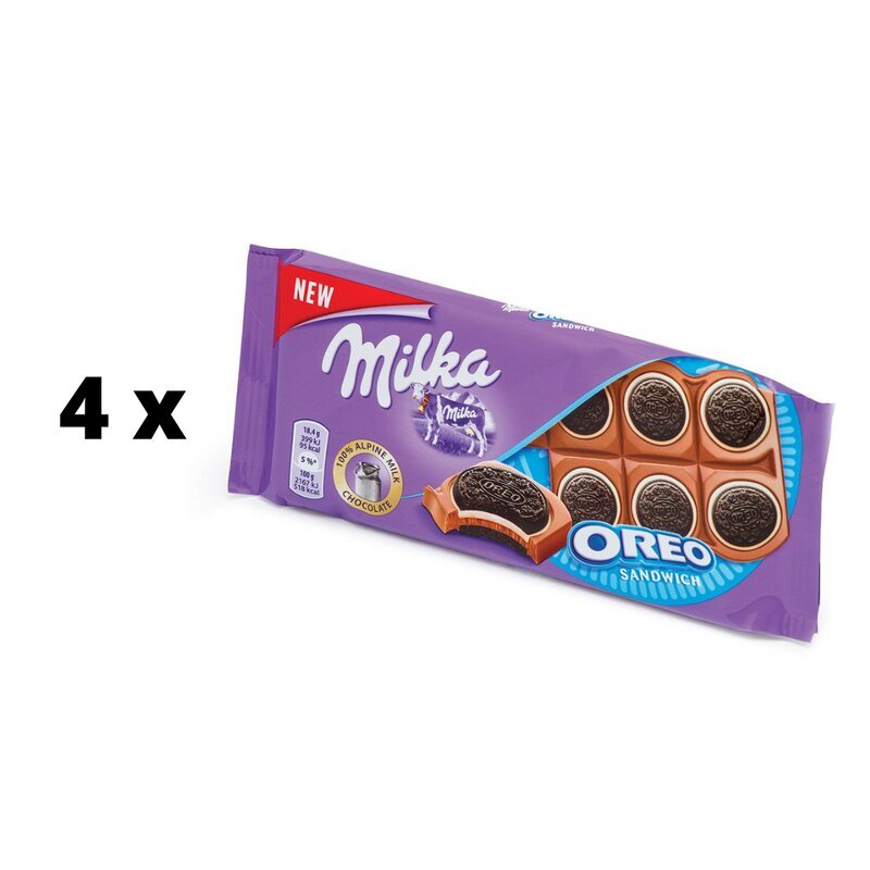 Šokolaad Milka Sandwich Oreo, 92 g x 4 tk hind ja info | Maiustused | kaup24.ee