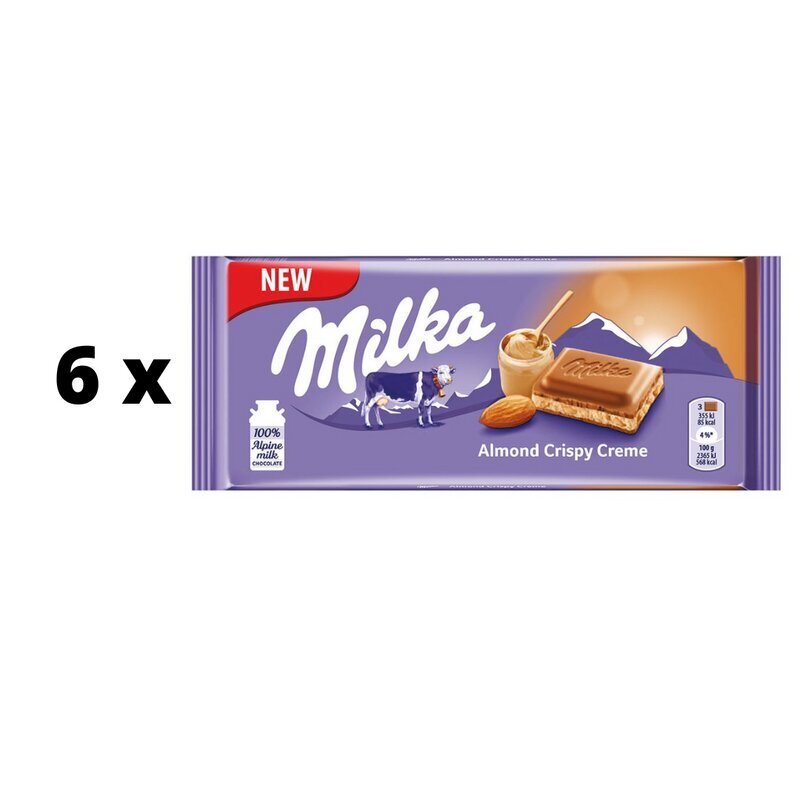 Šokolaad Milka Mandel, 90 g x 6 tk hind ja info | Maiustused | kaup24.ee